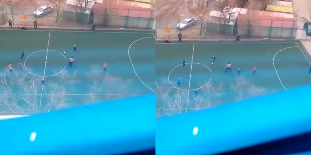 Sport w czasach wojny. Grupka osób gra w piłkę przy wyjących syrenach [WIDEO] Zdjęcie główne wpisu