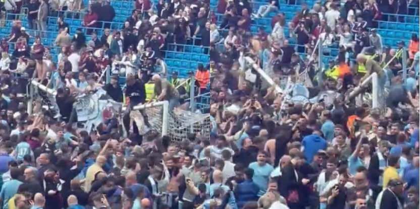 Wielkie świętowanie na Etihad Stadium. Bramka nie wytrzymała naporu fanów „Obywateli” [WIDEO] Zdjęcie główne wpisu