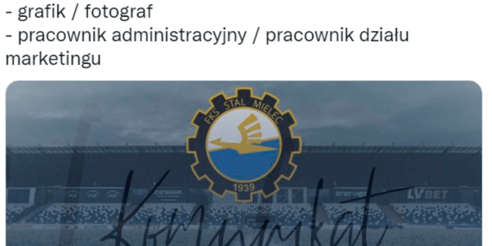 Stal Mielec poszukuje pracowników. Wolontariat z perspektywą na pełen etat Zdjęcie główne wpisu