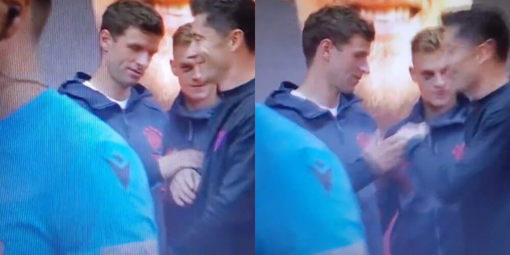 Muller nie przywitał się z Lewandowskim. „Zimne” spotkanie przed meczem [WIDEO] Zdjęcie główne wpisu