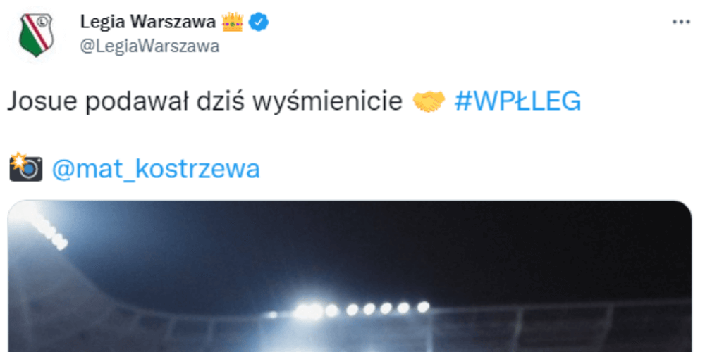 Legia odpowiada na krytykę ws. Josue. Wymowne zdjęcie na Twitterze Zdjęcie główne wpisu