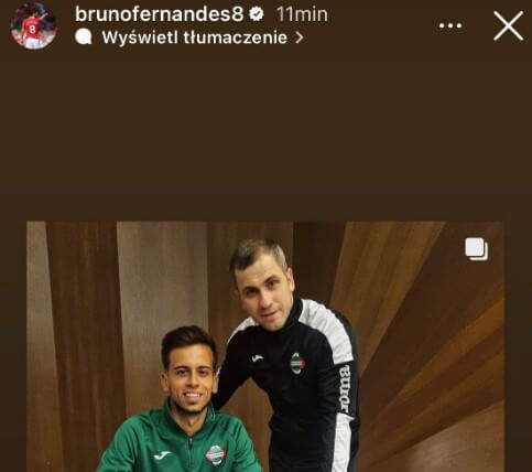 Nowy piłkarz Radomiaka otrzymał słowa otuchy od Bruno Fernandesa. Zawodnik Manchesteru United opublikował jego zdjęcie na Instagramie Zdjęcie główne wpisu