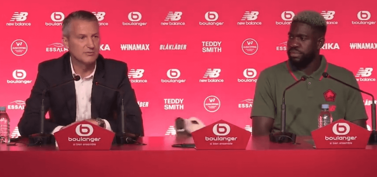 Niespodziewany gość podczas prezentacji Umtitiego. Wyłapały go klubowe kamery [WIDEO] Zdjęcie główne wpisu