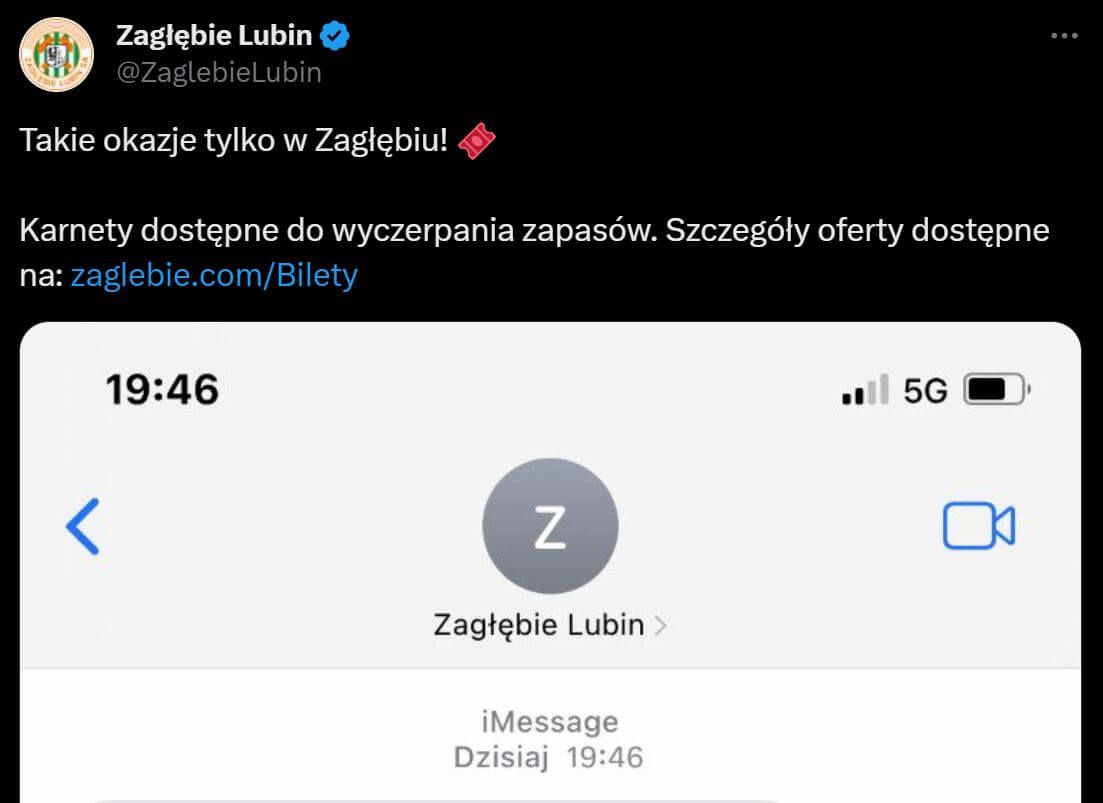 Znakomita akcja promocyjna Zagłębia Lubin. Nawiązano do SMS-ów Biedronki! Zdjęcie główne wpisu