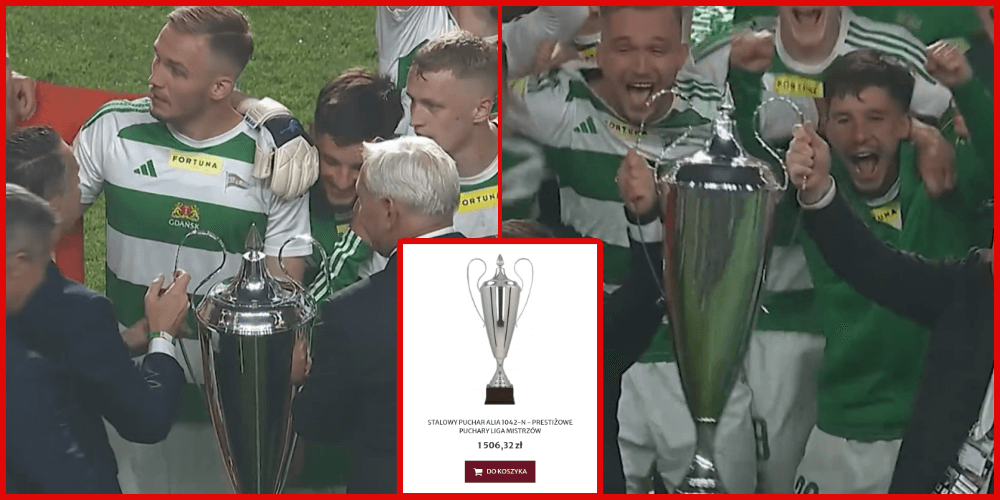 Puchar ze sklepu dla Lechii za wygranie 1. ligi. Internauci oburzeni postawą organizatorów Zdjęcie główne wpisu