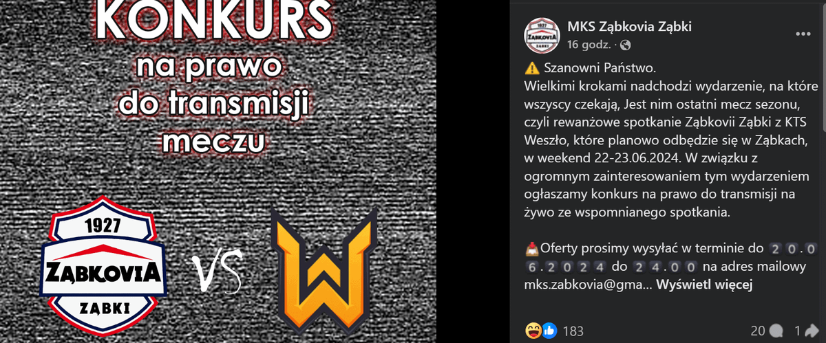 IV-ligowiec ogłosił konkurs na prawa do transmisji meczu z KTS-em. Trzeba zapłacić 30 000 złotych Zdjęcie główne wpisu