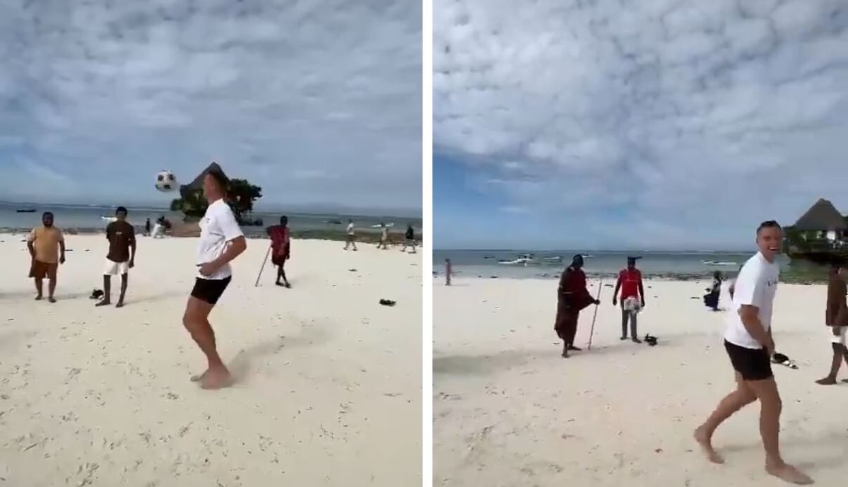 Marcin Bułka żyje futbolem nawet na wakacjach. Zagrał w piłkę z lokalsami [WIDEO] Zdjęcie główne wpisu