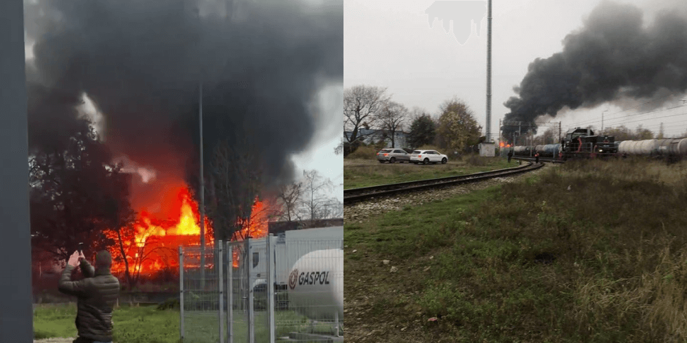[AKTUALIZACJA] Dramatyczne obrazki z Poznania. Podpalono dwa składy towarowe. Winne mają być race, rzucane przez kibiców [WIDEO] Zdjęcie główne wpisu
