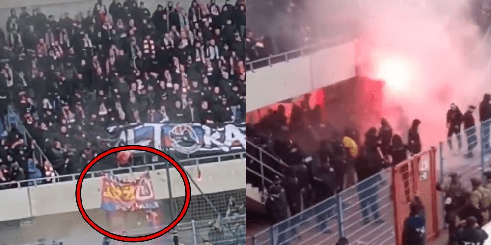 Dymy podczas meczu Piasta z Górnikiem. Skandal i przerwane spotkanie. Palenie flagi i demolka toalet Zdjęcie główne wpisu