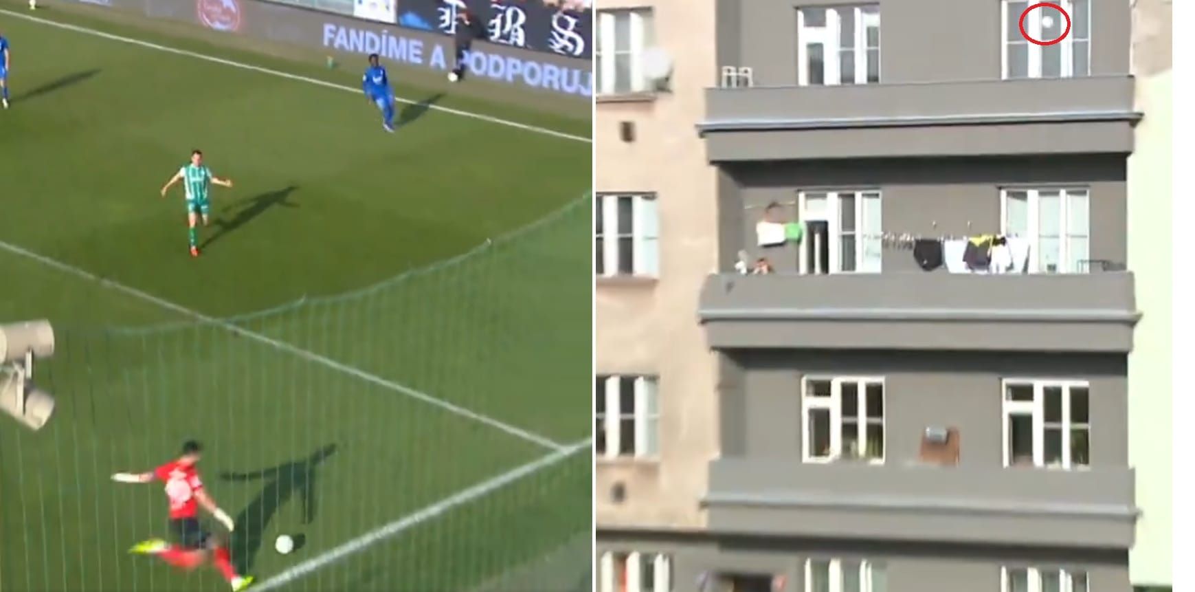 Niebywała sytuacja w lidze czeskiej. Piłka trafiła na balkon [WIDEO] Obraz wpisu