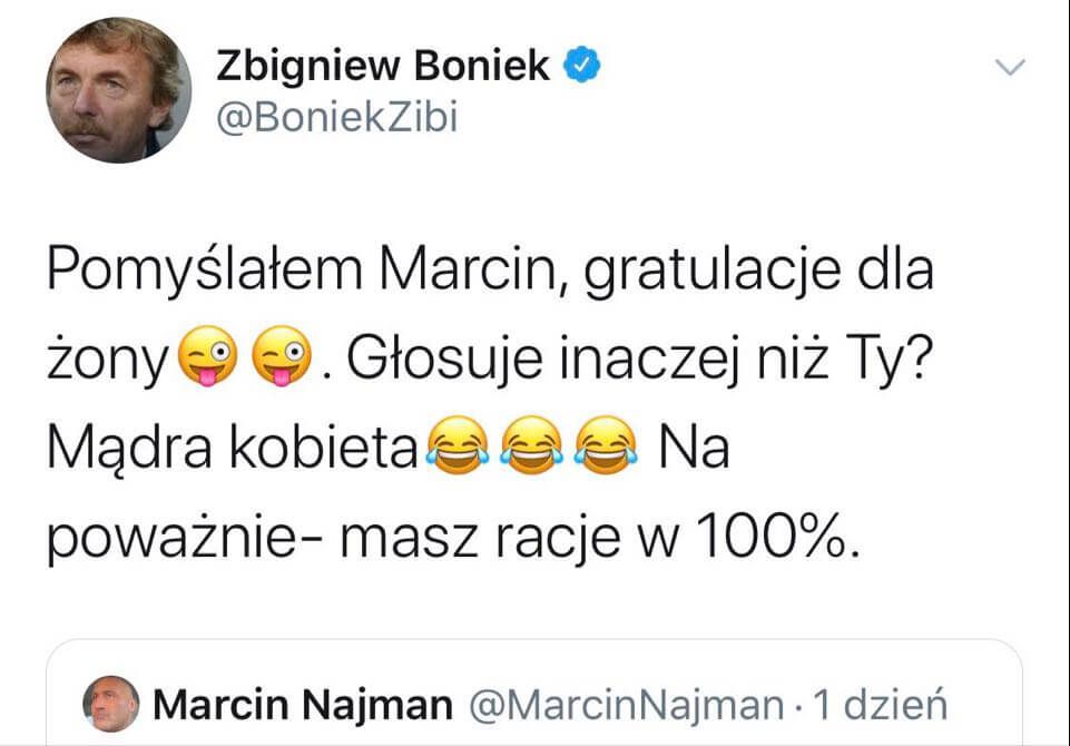 Boniek znowu śmieje się z Najmana! „Gratulacje dla żony” Obraz wpisu