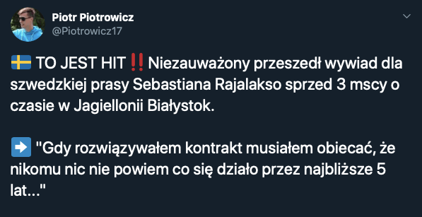 Były piłkarz Jagiellonii wypowiedział się o białostockim klubie. „Stanęli nade mną i kazali podpisać” Obraz wpisu