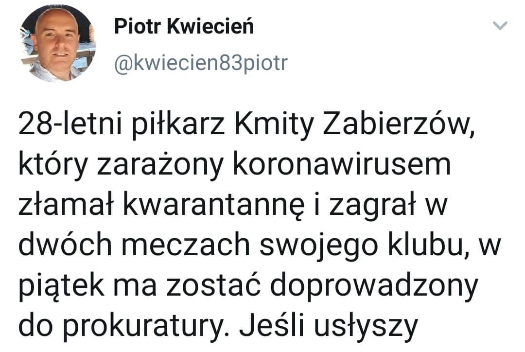Zagrał w meczu pomimo zakażenia koronawirusem! Grozi mu więzienie Obraz wpisu