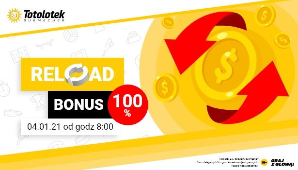 Totolotek Reload bonus 100% Obraz wpisu