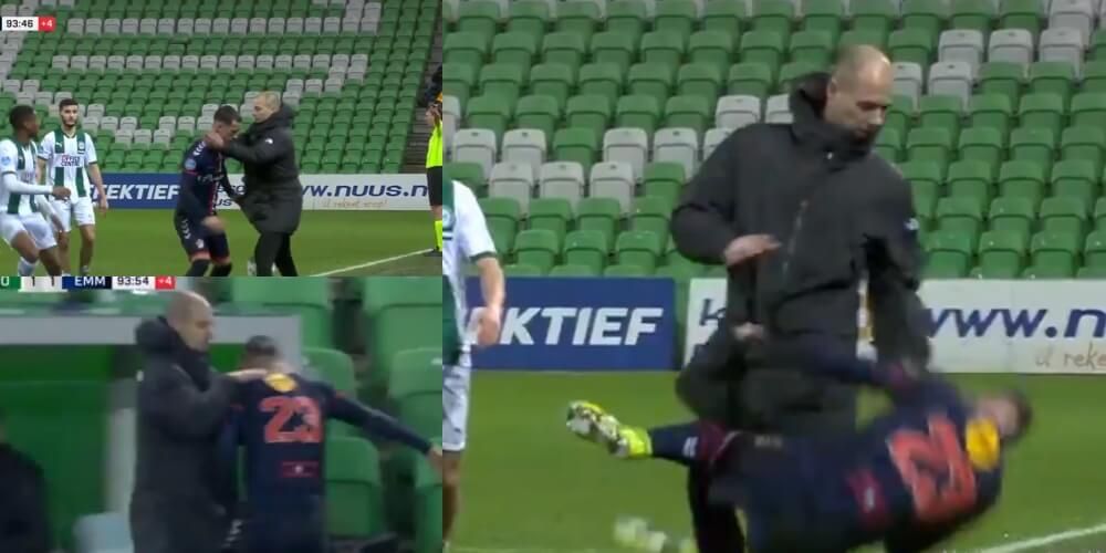 Skandaliczne zachowanie trenera w Holandii. Powalił piłkarza rywali [WIDEO] Obraz wpisu