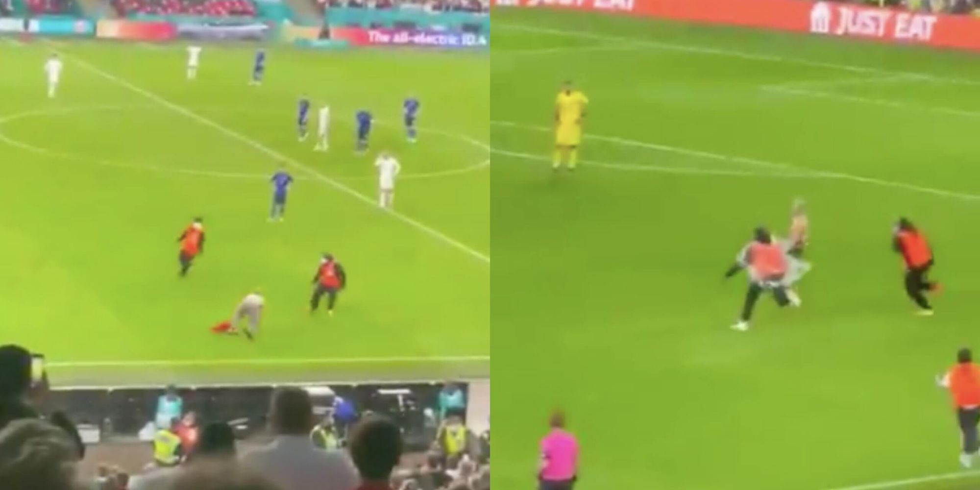 Spotkanie na Wembley przerwane! Czterech stewardów goni kibica [WIDEO] Obraz wpisu