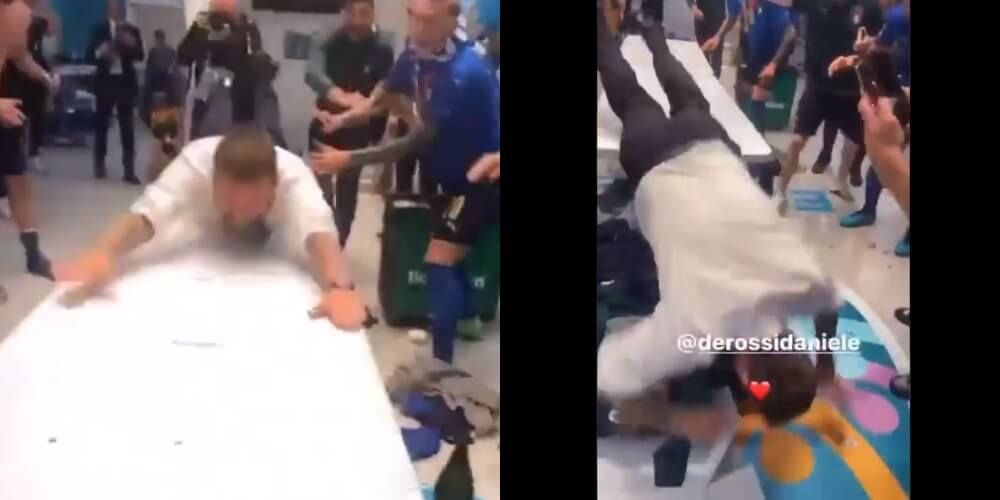Szalone nagranie z włoskiej szatni. Daniele De Rossi ślizga się na piwie [WIDEO] Obraz wpisu