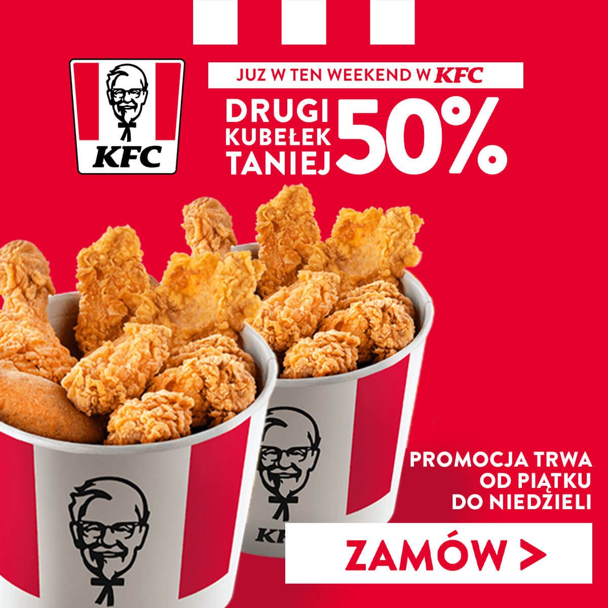 Drugi kubełek w KFC 50% taniej! Obraz wpisu