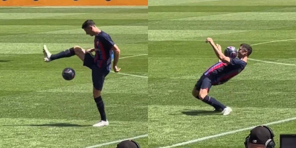 Robert Lewandowski pokazał klasę na prezentacji. Piękna żonglerka [WIDEO] Obraz wpisu