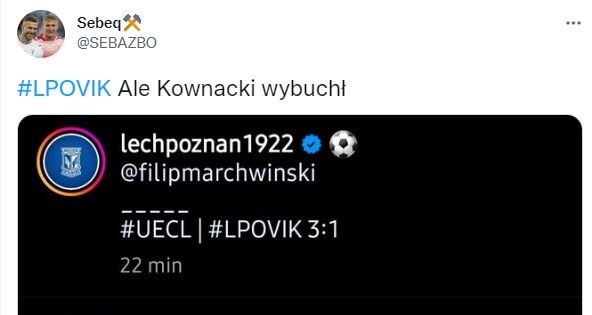 Hejt w komentarzach po meczu Lecha Poznań. Dawid Kownacki ostro odpowiedział kibicowi Obraz wpisu