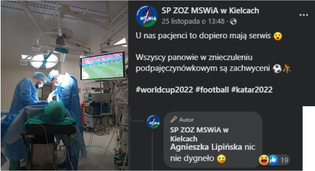 Pacjent oglądał mecz podczas operacji. Placówka chwali się zdjęciem. „Nic nie dygnęło” Obraz wpisu