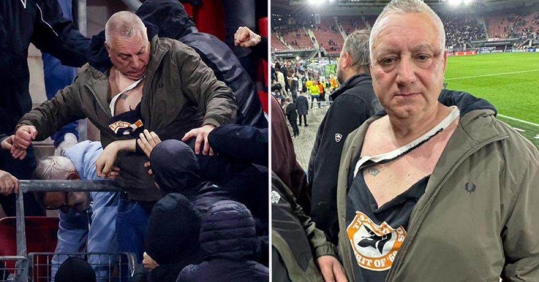 Dwóch kibiców WHU zatrzymało całą chmarę fanów AZ. Jeden z nich otrzymał nagrodę Obraz wpisu