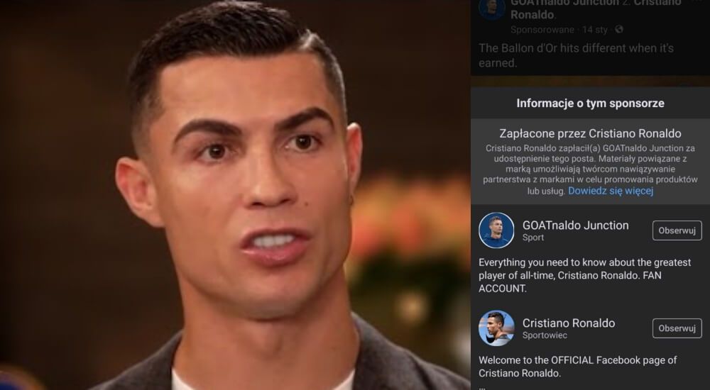 Cristiano Ronaldo zasponsorował post na swój temat? Kuriozalna sytuacja na fanpage’u o CR7 Obraz wpisu