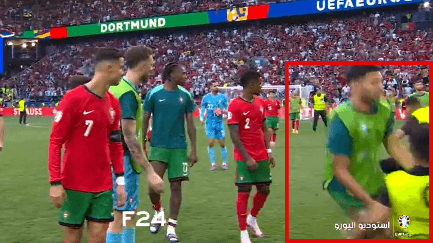 Ochroniarz wjechał wślizgiem w reprezentanta Portugalii. Kuriozum na Euro [WIDEO] Obraz wpisu