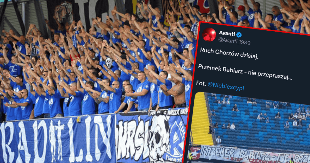 Kibice Ruchu Chorzów wspierają Przemysława Babiarza. Wywiesili specjalny transparent Obraz wpisu
