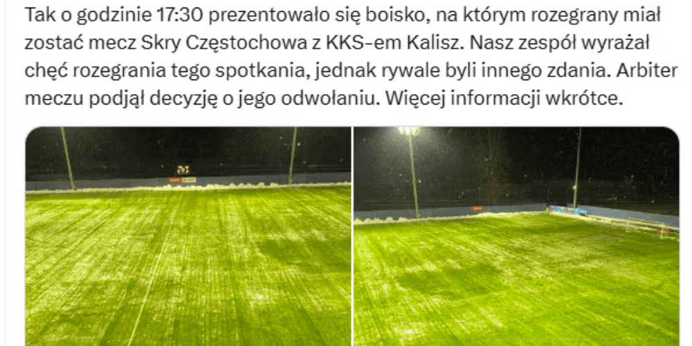 Totalny chaos w II-ligowym klubie. Mecz odwołany, bo piłkarze nie chcieli odśnieżać? Obraz wpisu