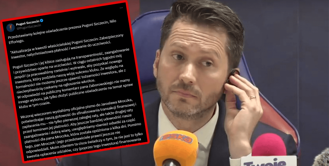 Nilo Effori z mocnym oświadczeniem. „Pogoń i jej kibice zasługują na transparentność” Obraz wpisu