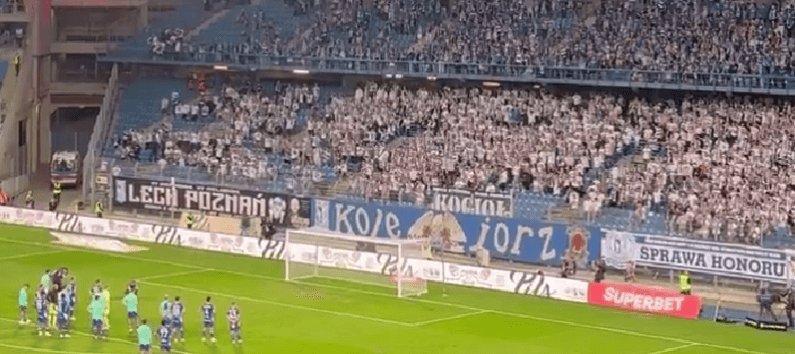 Kibice Lecha nie odwrócili się od drużyny, mimo wysokiej porażki. Tak zareagowali po meczu z Genkiem [WIDEO] Obraz wpisu