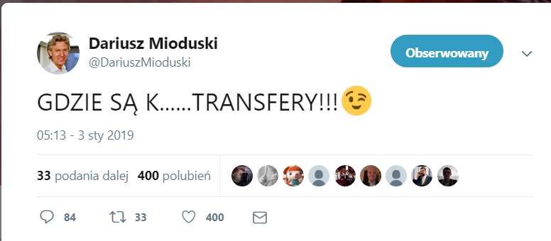 Dariusz Mioduski żartuje na twitterze Zdjęcie główne wpisu