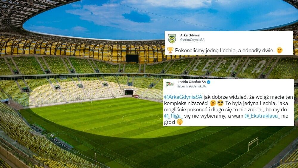 Kompromitacja Lechii Gdańsk w Pucharze Polski. Arka Gdynia zaszydziła z odwiecznego rywala na Twitterze Zdjęcie główne wpisu