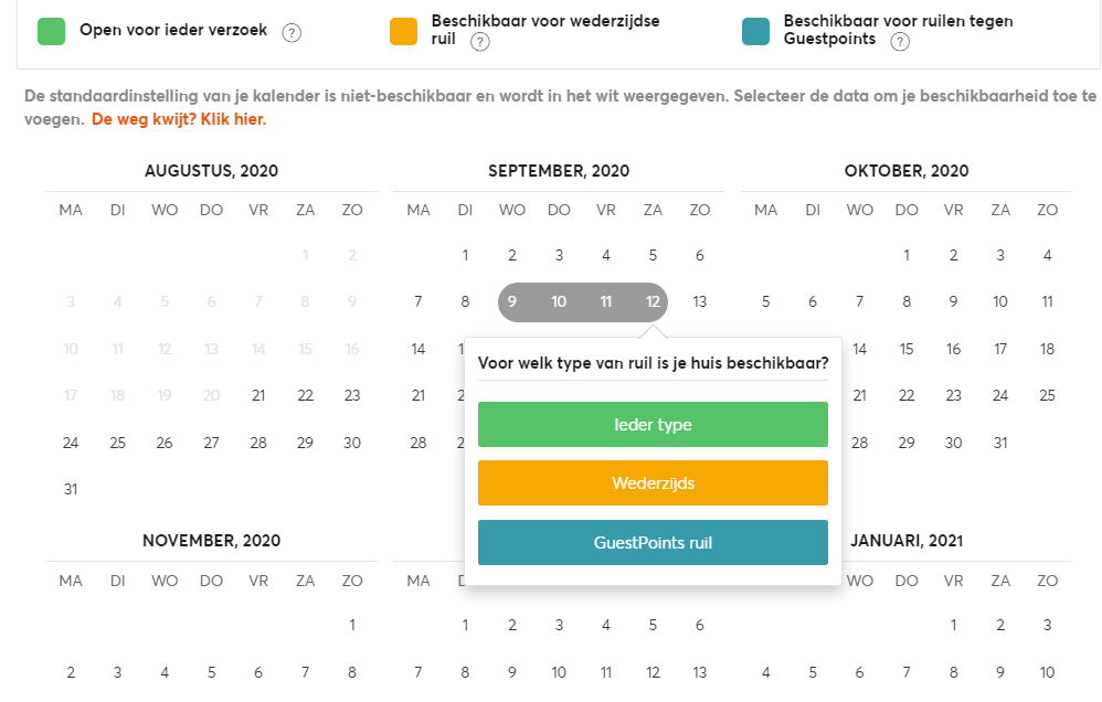 kalender om een huizenruil te vinden
