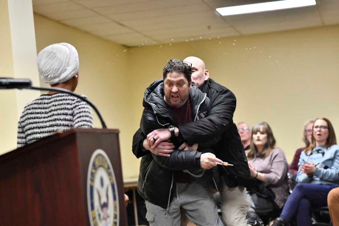 Man Arrested After Spraying Rep. Ilhan Omar With Unknown Liquid at Minneapolis Town Hall