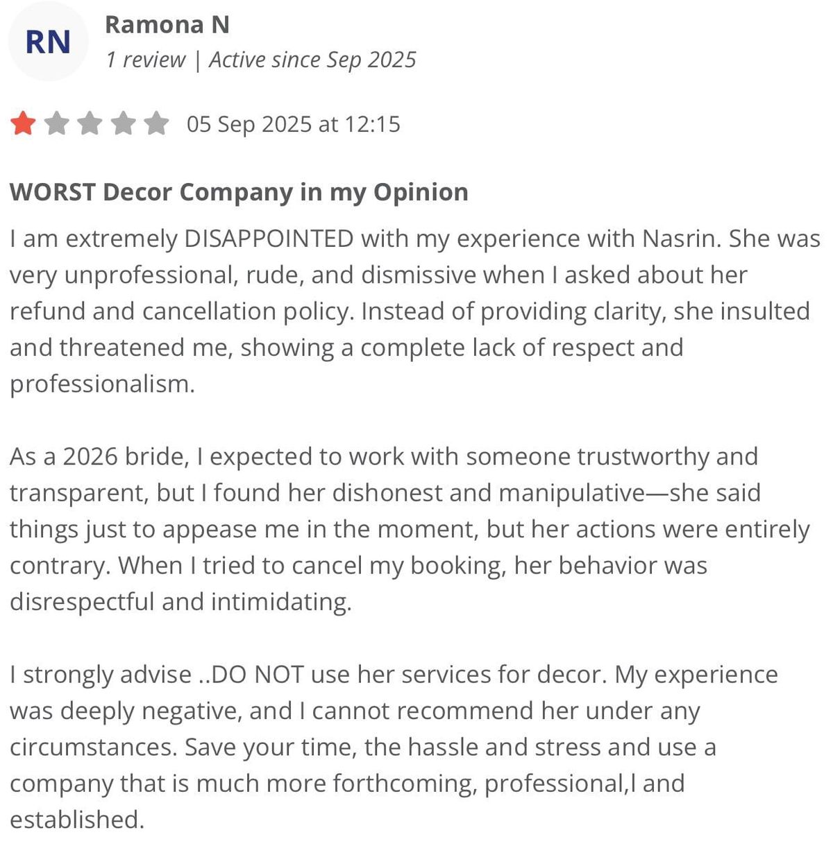 Hiring an Events By Nasrin: Beware