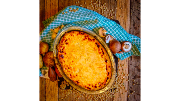 Lentil and Mushroom Welsh Rarebit Pie