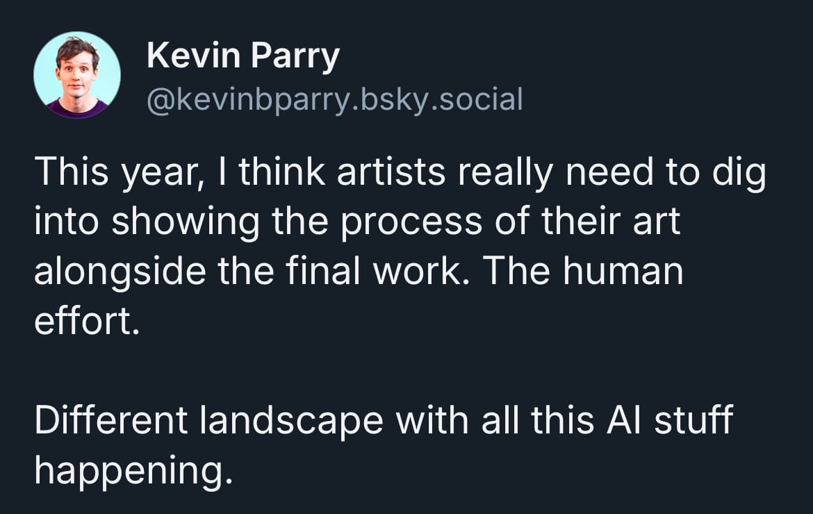 Stop-motion animator Kevin Parry's Bluesky post