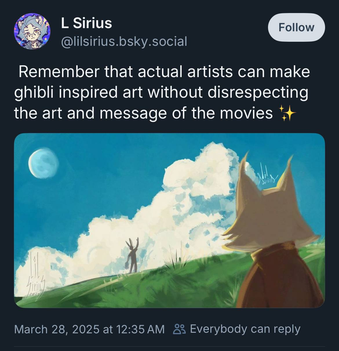 Bluesky post about Ghibli art