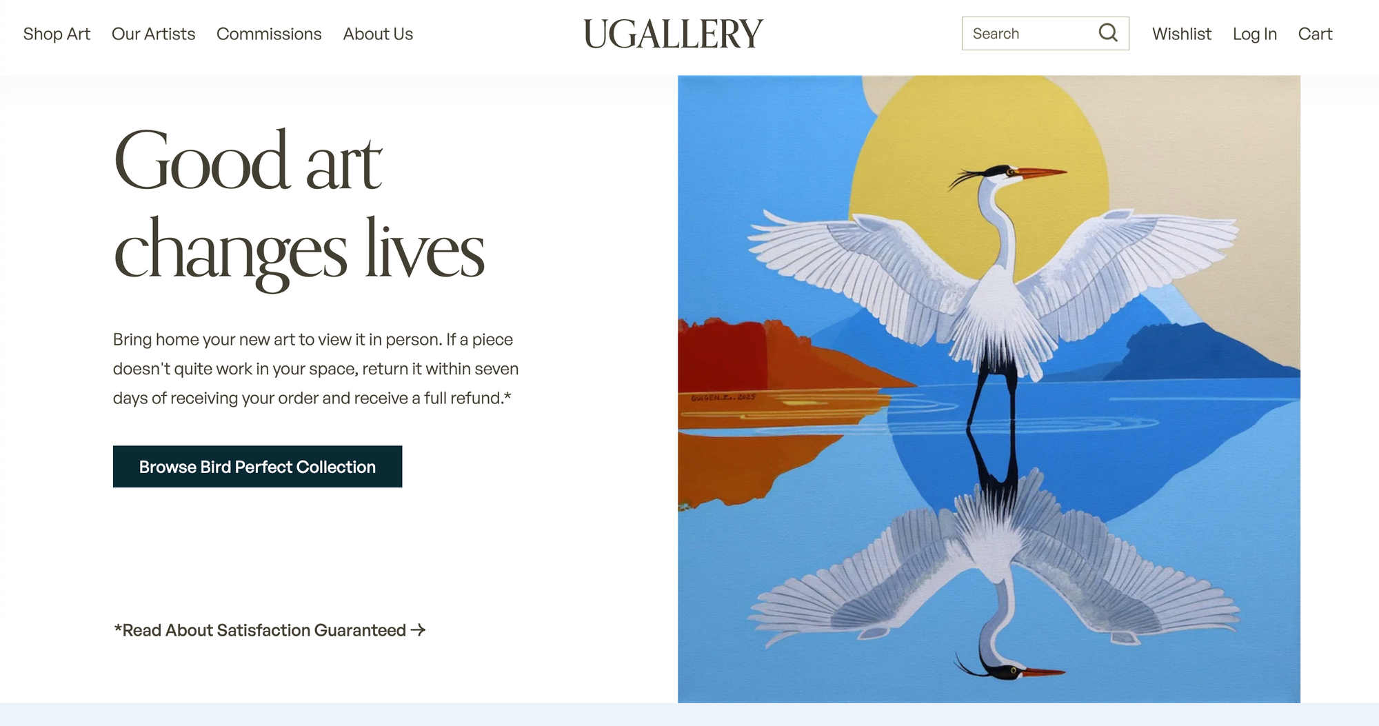 Screenshot of Ugallery's homepage