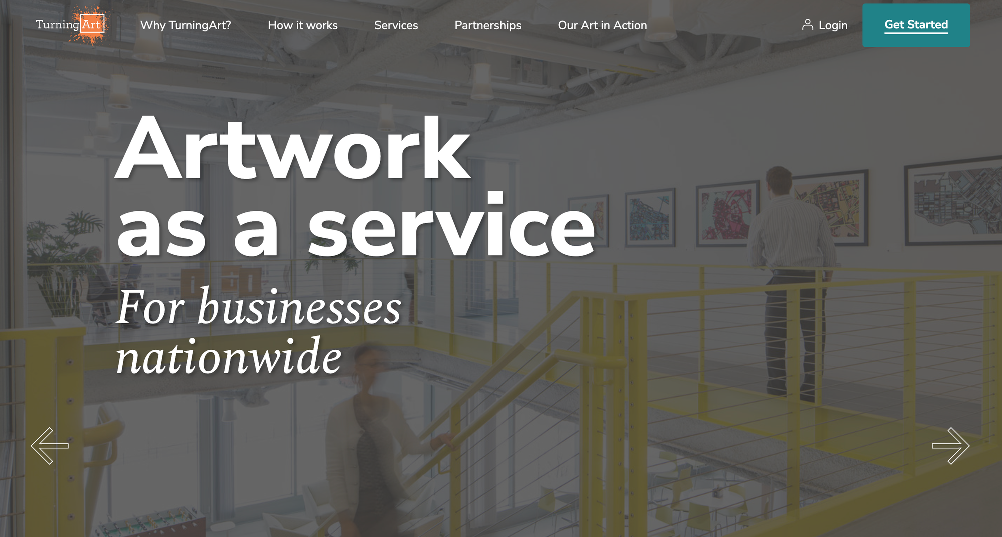 Screenshot of TurningArt's homepage