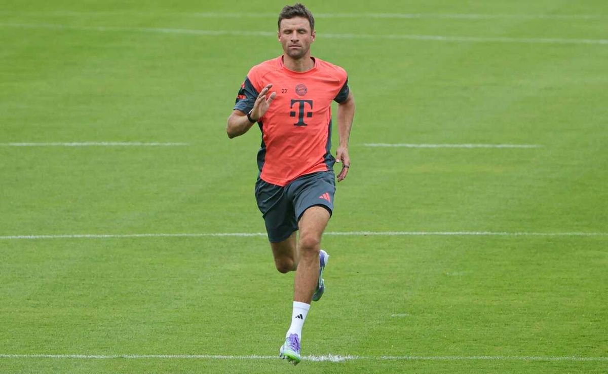 Müller mittendrin im Bayern-Training