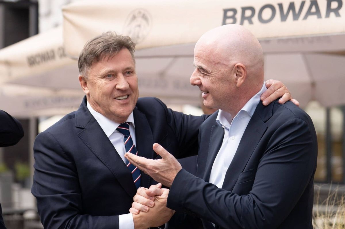KATOWICE 05.09.2026 MISTRZOSTWA SWIATA W PILCE NOZNEJ KOBIET DO LAT 20 2026: --- FIFA U-20 WOMEN S WORLD CUP 2026 GIANNI INFANTINO CEZARY KULESZA FOT. MATEUSZ WIEWIORKA 400MM.PL NEWSPIX.PL -