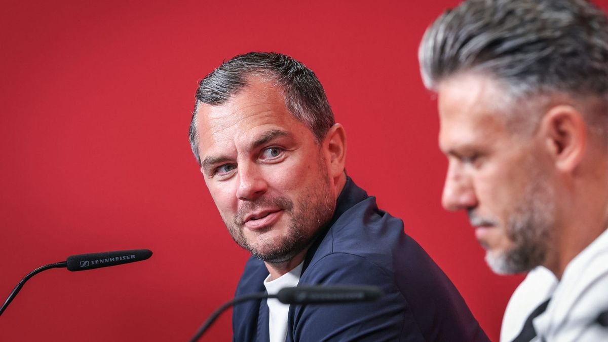 Schäfer und RB-Trainer Demichelis