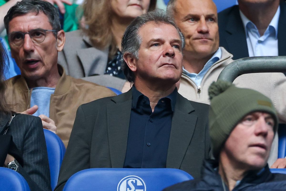 2. Bundesliga - FC Schalke 04 - SC Preußen Münster am 19.04.2026 in der Veltins-Arena auf Schalke Ehemaliger Schalke Spieler Andreas Möller Moeller auf der Tribüne *** 2 Bundesliga FC Schalk