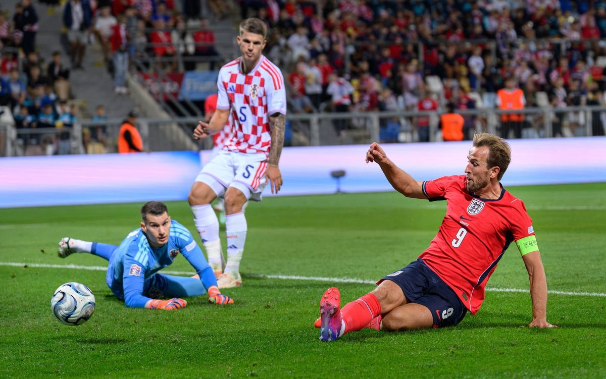 03 October 2026 - Croatia v England - UEFA Nations League - Stadion HNK - Rijeka - Croatia. Croatia v England - UEFA Nations League - Stadion HNK - Rijeka - Croatia. Harry Kane scores his se