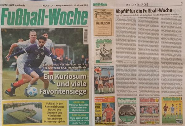 Fußball-Woche: Das Zentralorgan des Berliner Fußballs ist nun Geschichte