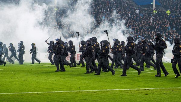 Polizisten auf dem Rasen in Mannheim