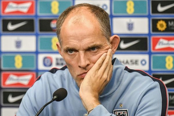 Thomas Tuchel auf der Pressekonferenz am Montag